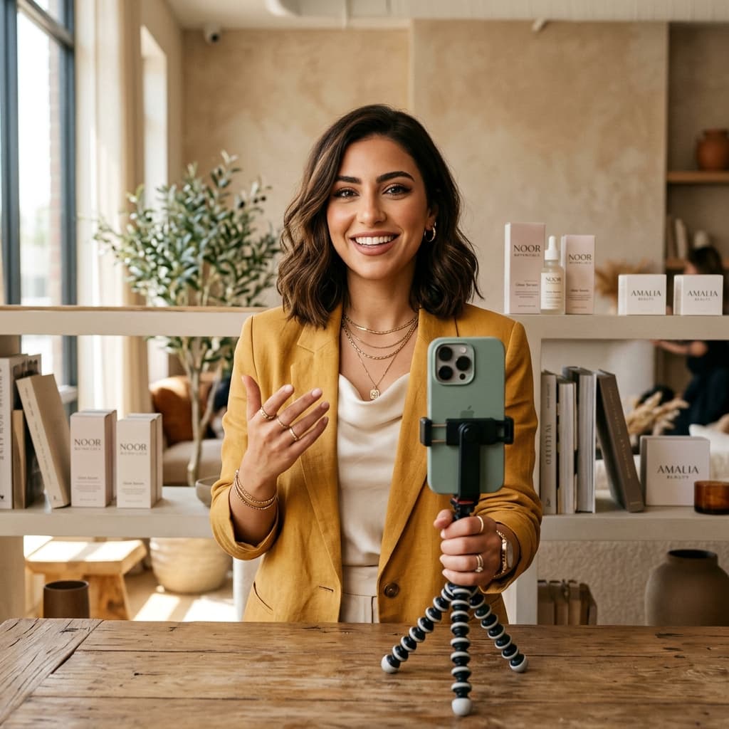 Influencer creating content for brand partnership